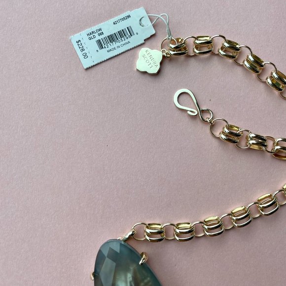 NWT Kendra Scott Harlow Necklace Grey Illusion 14k Gold Plated - Picture 10 of 11